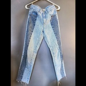 Garage Mixed Denim Raw Hem Jeans